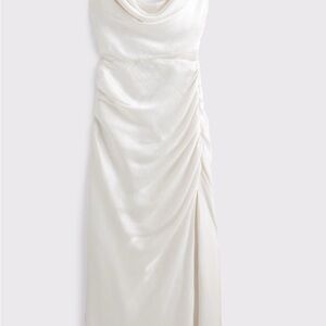 Elegant White Cowl Neck bridal maxi dress